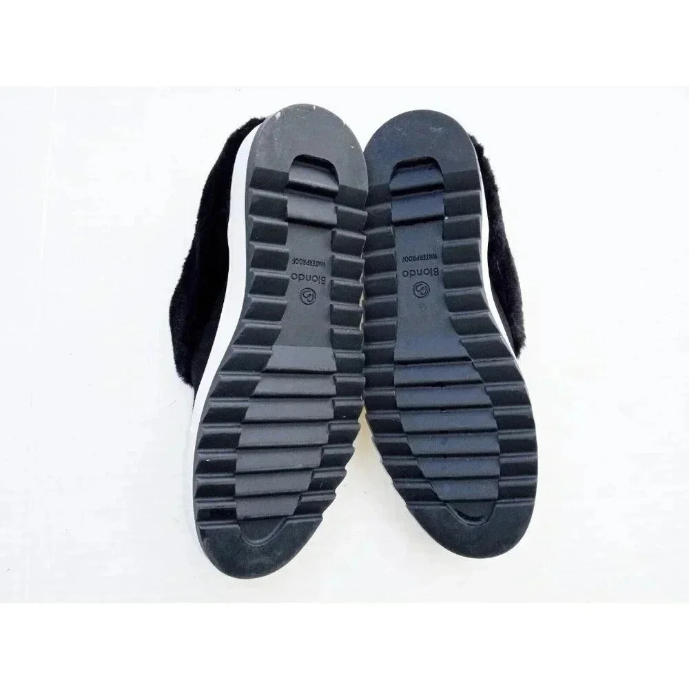 Blondo Suri Waterproof Suede Slip-On Sneaker Faux-Fur Lining in Black Womens 7M - Picture 6 of 9